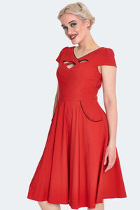 Voodoo Vixen Swing Kleid Criss Cross Contrast Piping