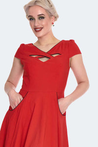 Voodoo Vixen Swing Kleid Criss Cross Contrast Piping