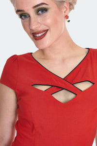 Voodoo Vixen Swing Kleid Criss Cross Contrast Piping