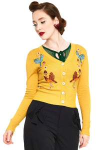 Voodoo Vixen Strickjacke Yellow Woodland