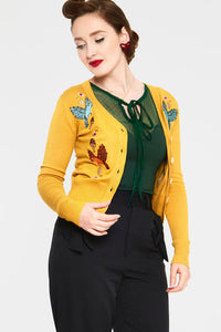 Voodoo Vixen Strickjacke Yellow Woodland