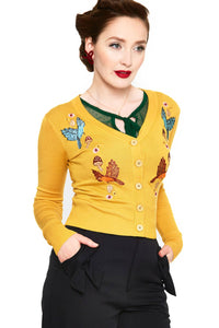 Voodoo Vixen Strickjacke Yellow Woodland