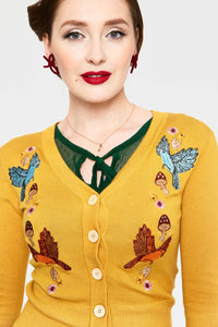 Voodoo Vixen Strickjacke Yellow Woodland
