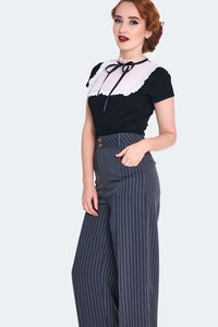 Voodoo Vixen Hose Grey Pinstripe Turn Up