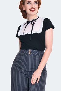 Voodoo Vixen Hose Grey Pinstripe Turn Up