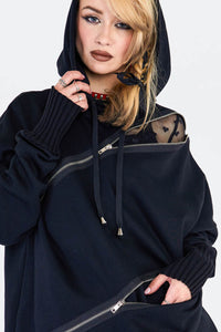 Jawbreaker Kapuzenpullover Zip Front Oversized Hoodie