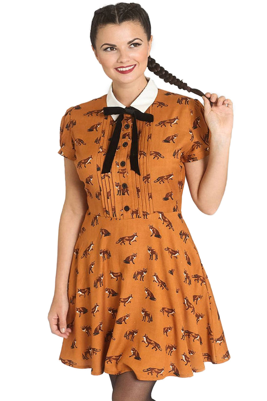 Hell Bunny Kleid Vixey Braun