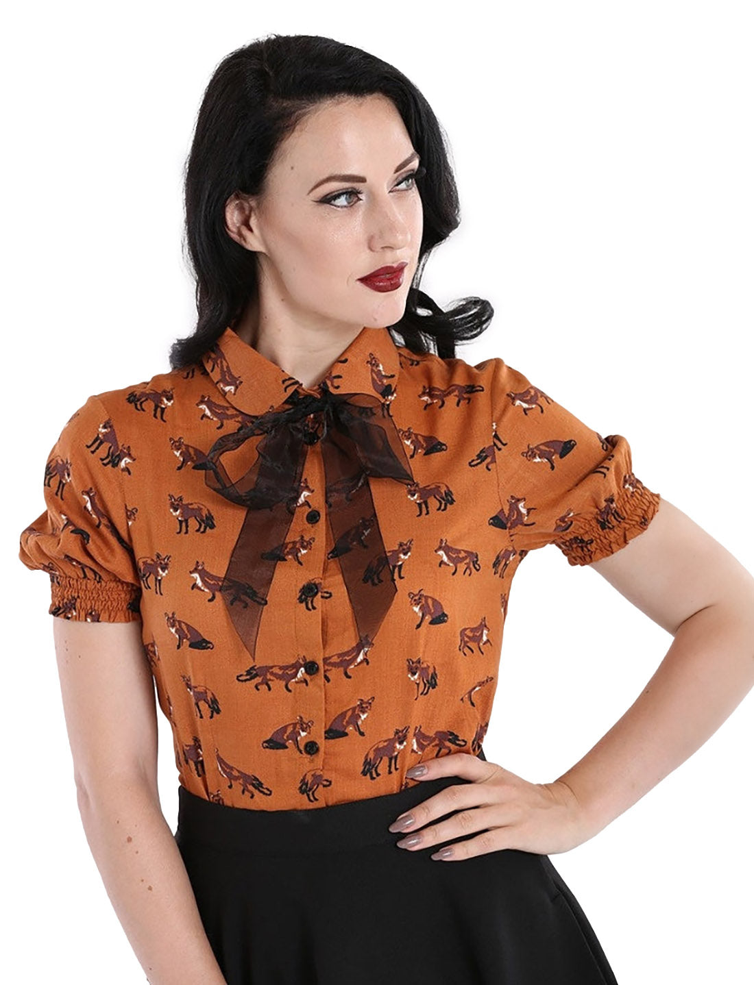 Hell Bunny Bluse Vixey Braun