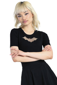 Hell Bunny Stricktop Bat Top Schwarz