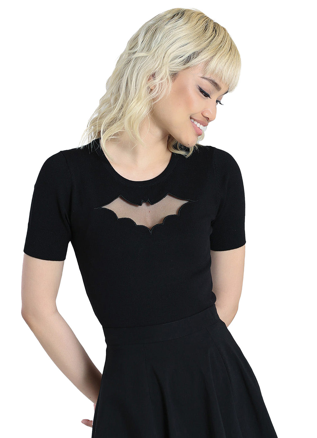 Hell Bunny Stricktop Bat Top Schwarz