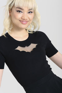 Hell Bunny Stricktop Bat Top Schwarz