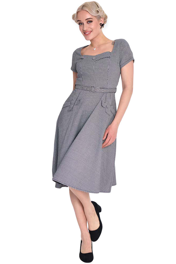 Voodoo Vixen Kleid Houndstooth Flare Dress