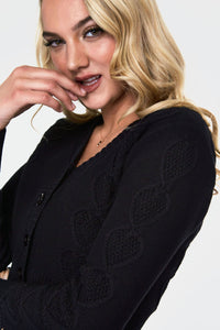 Voodoo Vixen Strickjacke Jazmine V Neck Knit Schwarz