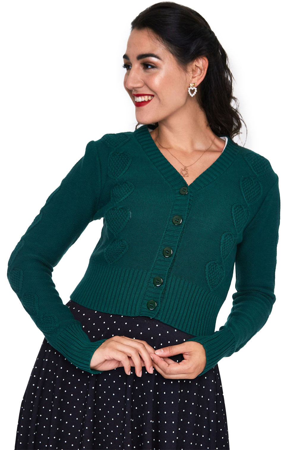 Voodoo Vixen Strickjacke Jazmine V Neck Knit Grün