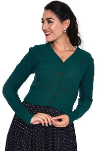 Voodoo Vixen Strickjacke Jazmine V Neck Knit Grün