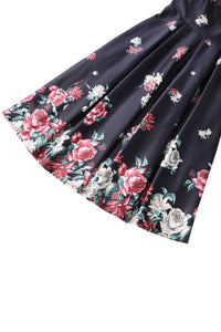 Dolly and Dotty Swing Kleid Lily Black Falling Rose Off-Shoulder