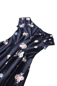 Dolly and Dotty Swing Kleid Lily Navy Blue Falling Rose Off-Shoulder