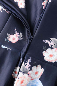 Dolly and Dotty Swing Kleid Lily Navy Blue Falling Rose Off-Shoulder
