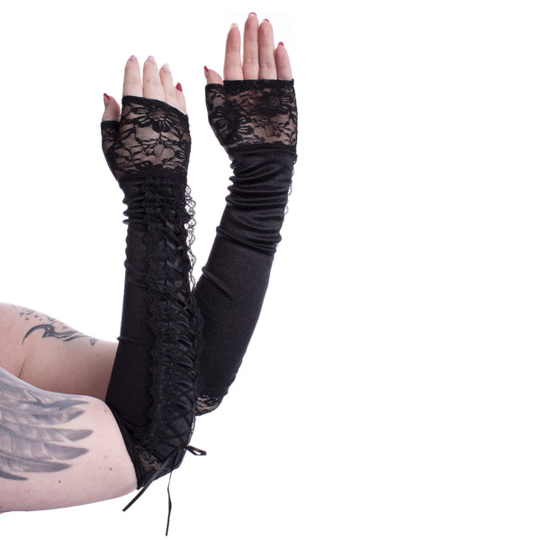 Poizen Industries Stulpen Long Lace Corset Gloves
