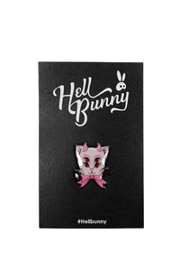 Hell Bunny Anstecknadel 4-Eyed Kitty Pin Badge