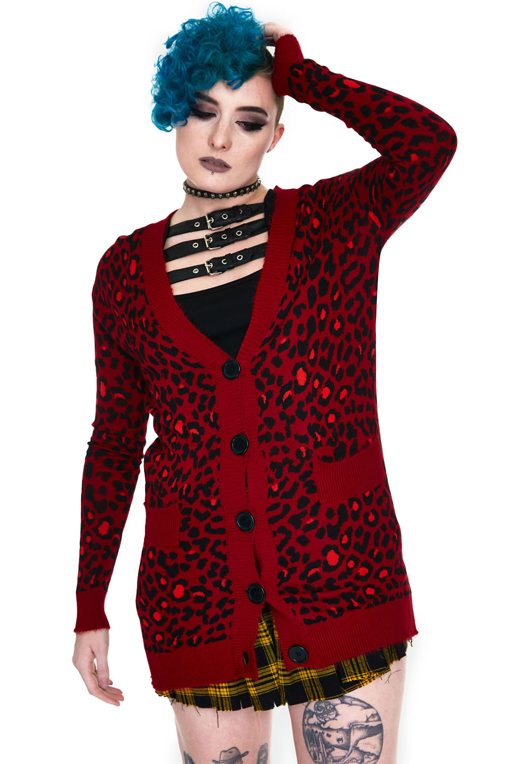 Jawbreaker Strickjacke Maneater Red Leopard Oversized Cardigan
