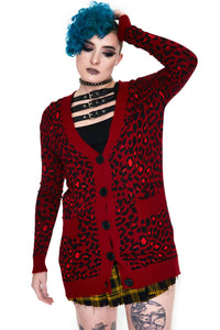 Jawbreaker Strickjacke Maneater Red Leopard Oversized Cardigan
