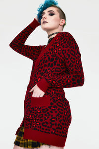 Jawbreaker Strickjacke Maneater Red Leopard Oversized Cardigan