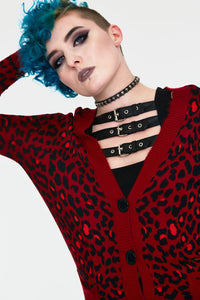 Jawbreaker Strickjacke Maneater Red Leopard Oversized Cardigan