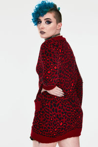 Jawbreaker Strickjacke Maneater Red Leopard Oversized Cardigan
