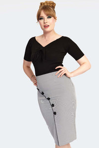 Voodoo Vixen Bleistiftrock Nina Tri-Colour Houndstooth Grau