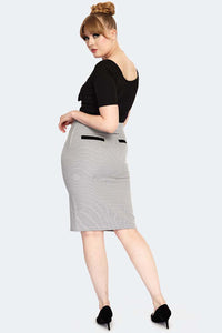 Voodoo Vixen Bleistiftrock Nina Tri-Colour Houndstooth Grau