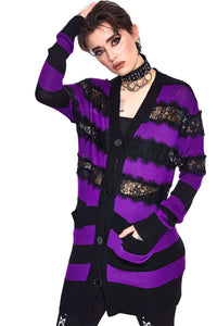 Jawbreaker Strickjacke Oversized Stripe Purple Cardigan