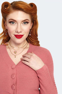 Voodoo Vixen Crop Cardigan Textured Pink Strickjacke