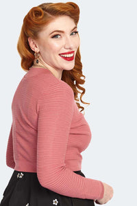 Voodoo Vixen Crop Cardigan Textured Pink Strickjacke