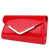 Schompi Vintage Damen Clutch Tasche Lack Abendtasche, abnehmbare Schulterkette Kettentasche, Glänzend, 50er Rockabilly Lederoptik