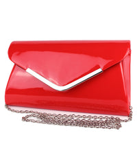 Schompi Vintage Damen Clutch Tasche Lack Abendtasche, abnehmbare Schulterkette Kettentasche, Glänzend, 50er Rockabilly Lederoptik