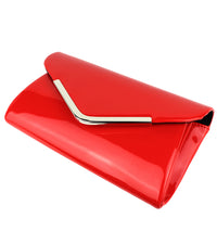 Schompi Vintage Damen Clutch Tasche Lack Abendtasche, abnehmbare Schulterkette Kettentasche, Glänzend, 50er Rockabilly Lederoptik