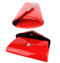 Schompi Vintage Damen Clutch Tasche Lack Abendtasche, abnehmbare Schulterkette Kettentasche, Glänzend, 50er Rockabilly Lederoptik