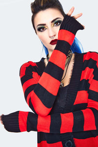 Jawbreaker Strickjacke Red Striped Oversized Cardigan