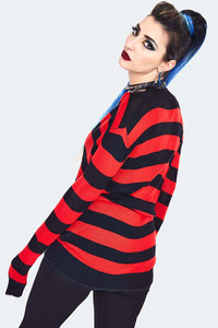 Jawbreaker Strickjacke Red Striped Oversized Cardigan