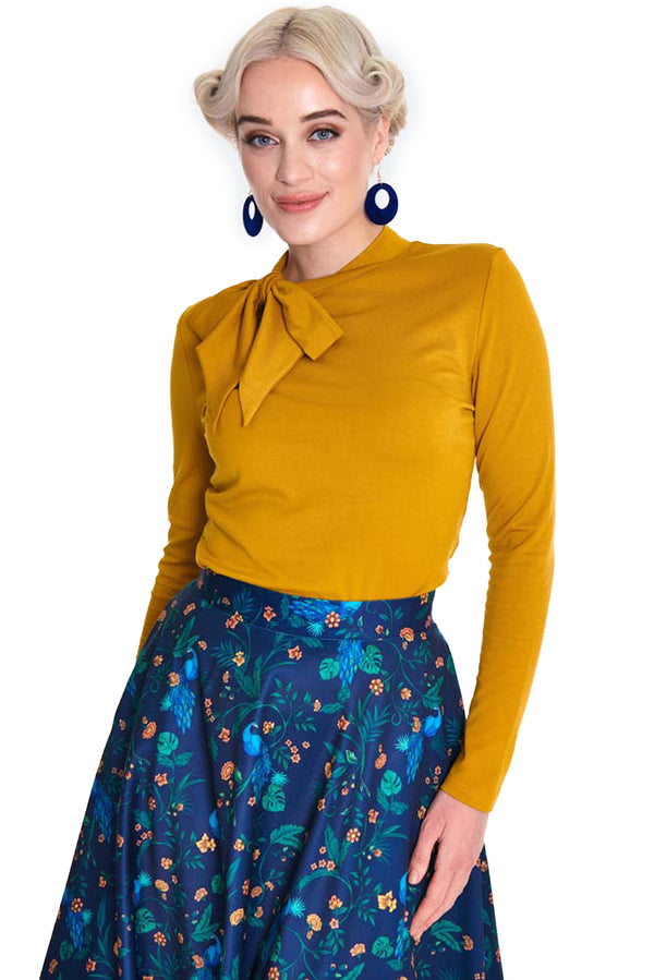 Voodoo Vixen Top Retro Tie Neck Jersey