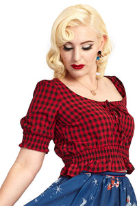 Voodoo Vixen Top Sadie Red Gingham