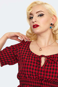 Voodoo Vixen Top Sadie Red Gingham