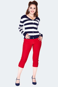 Voodoo Vixen Strickjacke Sailor Collar Stripe Cardigan