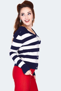 Voodoo Vixen Strickjacke Sailor Collar Stripe Cardigan
