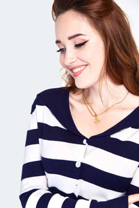 Voodoo Vixen Strickjacke Sailor Collar Stripe Cardigan