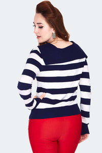 Voodoo Vixen Strickjacke Sailor Collar Stripe Cardigan