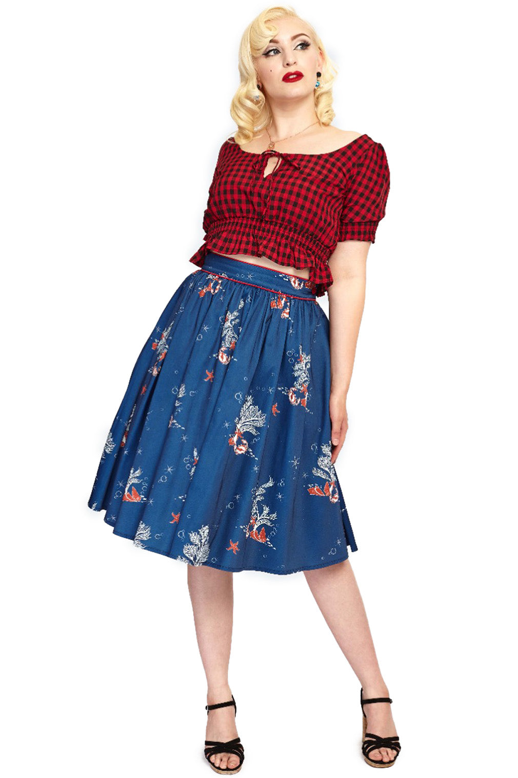 Voodoo Vixen Swing Rock Colbie Flare Coral Print