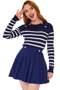 Voodoo Vixen Pullover Nautical Stripe And Button