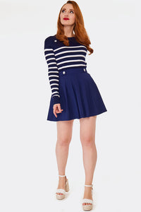 Voodoo Vixen Pullover Nautical Stripe And Button